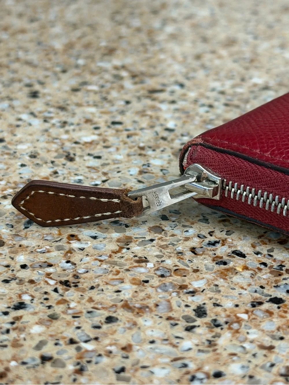 Hermes Vintage 1968 Azap Leather long zip around wallet w/ silk print - Picture 9 of 15